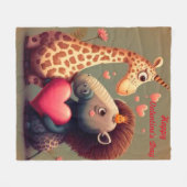 Valentinischer Hippo-Cartoon Fleecedecke (Vorderseite (Horizontal))