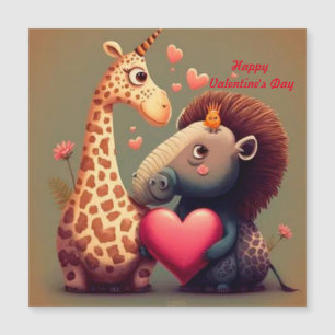 Valentinischer Hippo-Cartoon Magnetkarte