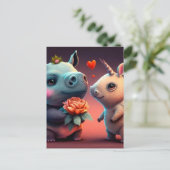 Valentinischer Hippo-Cartoon Postkarte (Stehend Vorderseite)