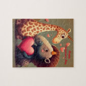 Valentinischer Hippo-Cartoon Puzzle (Horizontal)