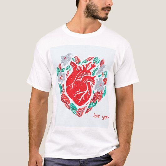 Valentinisches anatomisches Herz: Einzigartige Kar T-Shirt (Vorderseite)