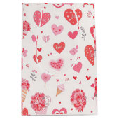 Valentinisches Design mit Herz und Blume Mittlere Geschenktüte (Vorderseite)