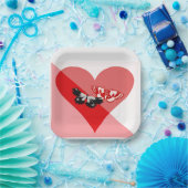 Valentinisches Herz mit zwei Schmetterlingen Pappteller (Party)