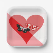 Valentinisches Herz mit zwei Schmetterlingen Pappteller (Vorderseite)