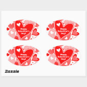 Valentinisches Herz Ovaler Aufkleber (Blatt)