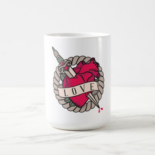 Valentinisches Herz-Tatoo-Design Kaffeetasse (Mittel)