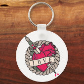 Valentinisches Herz-Tatoo-Design Schlüsselanhänger (Rückseite)