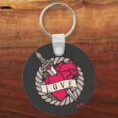 Valentinisches Herz-Tatoo-Design Schlüsselanhänger (Vorderseite)