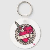 Valentinisches Herz-Tatoo-Design Schlüsselanhänger (Rückseite)