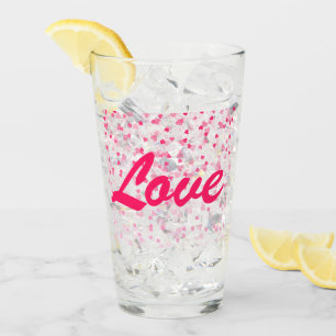 Valentinisches Herz und Liebe Glas