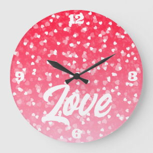 Valentinisches Herz und Liebe Große Wanduhr