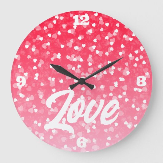 Valentinisches Herz und Liebe Große Wanduhr (Vorderseite)