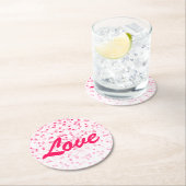 Valentinisches Herz und Liebe Runder Pappuntersetzer (Vor Ort)