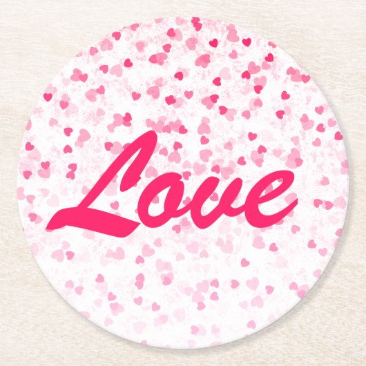 Valentinisches Herz und Liebe Runder Pappuntersetzer (Vorderseite)