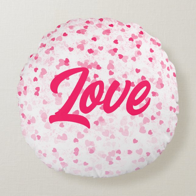 Valentinisches Herz und Liebe Rundes Kissen (Vorderseite)