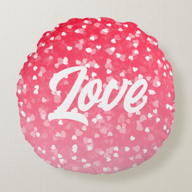 Valentinisches Herz und Liebe Rundes Kissen (Vorderseite)