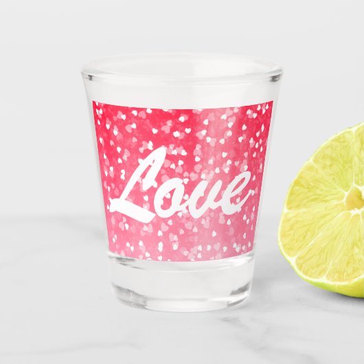 Valentinisches Herz und Liebe Schnapsglas (Vorderseite)