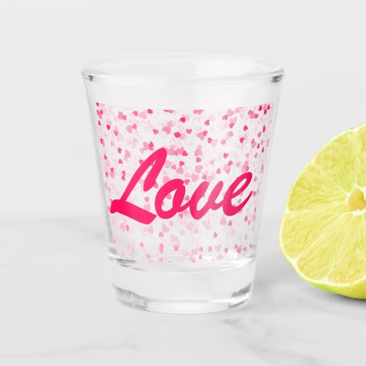 Valentinisches Herz und Liebe Schnapsglas (Vorderseite)