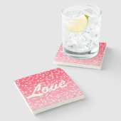 Valentinisches Herz und Liebe Steinuntersetzer (Seitenansicht)