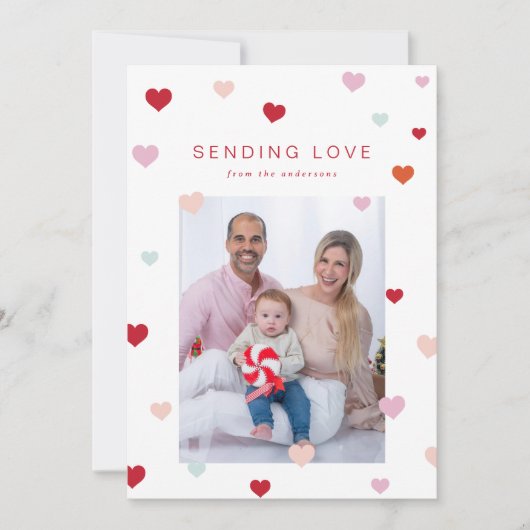 Valentinisches kleine Herzen schweben Feiertagskarte (Vorderseite)