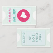 Valentinisches Party Ticket und kostenloses Trinkg (Vorne/Hinten)