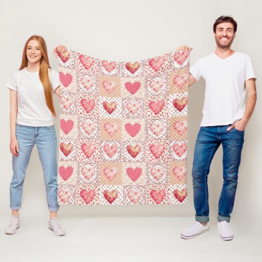 Valentinisches Patchwork-Herz Fleecedecke (Beispiel)