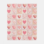 Valentinisches Patchwork-Herz Fleecedecke (Vorderseite)