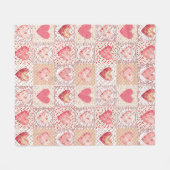 Valentinisches Patchwork-Herz Fleecedecke (Vorderseite (Horizontal))