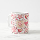 Valentinisches Patchwork-Herz Kaffeetasse (Vorderseite Links)