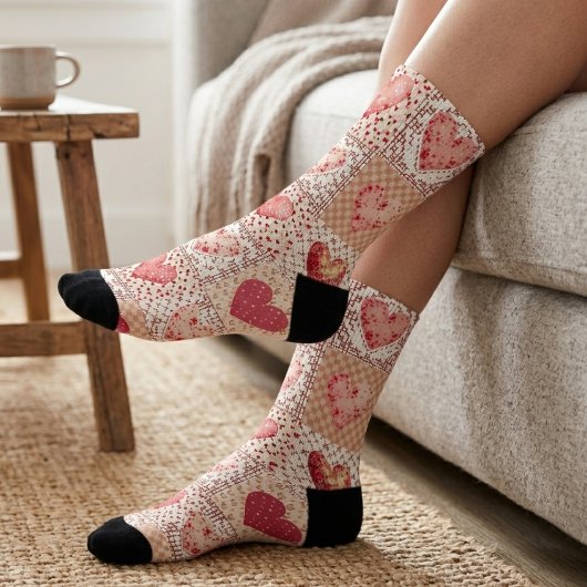 Valentinisches Patchwork-Herz Socken