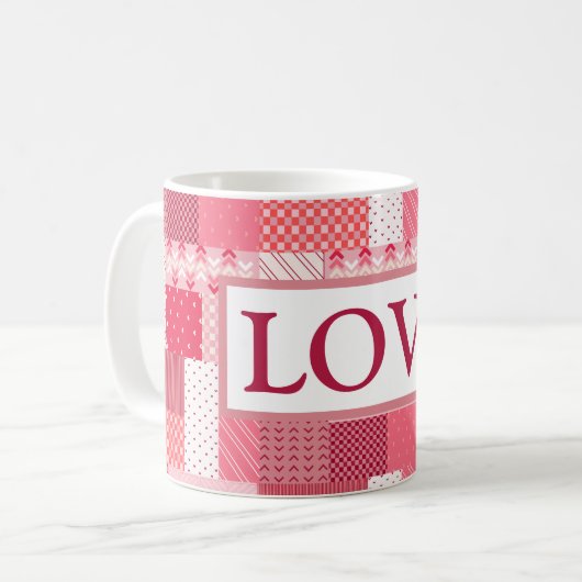 Valentinisches Patchwork Kaffeetasse (Vorderseite Links)