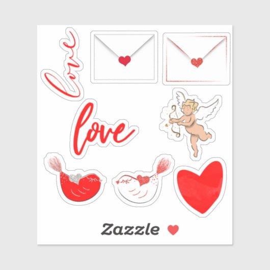 Valentinisches Set zum Thema Aufkleber (Blatt)