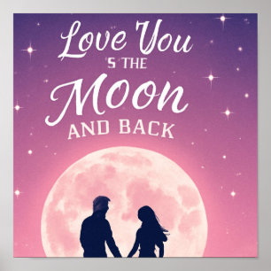 valentinisches Shirt, Liebe Mond Poster
