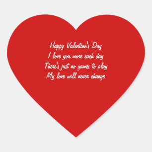 Valentinisches Tagesgedicht Herz-Aufkleber