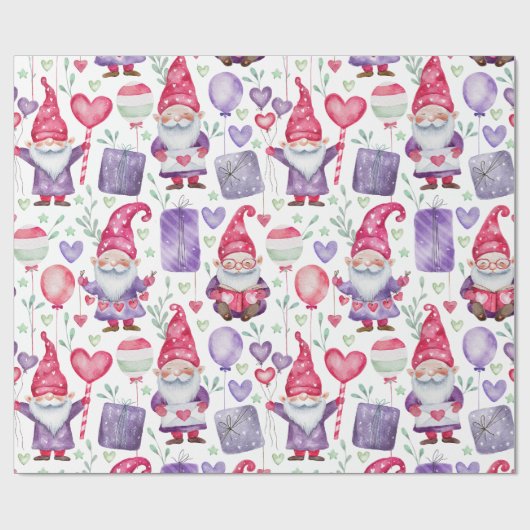 Valentinisches Thema Gnome Pattern Geschenkpapier (Flach)