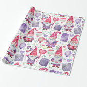 Valentinisches Thema Gnome Pattern Geschenkpapier (Ungerollt)