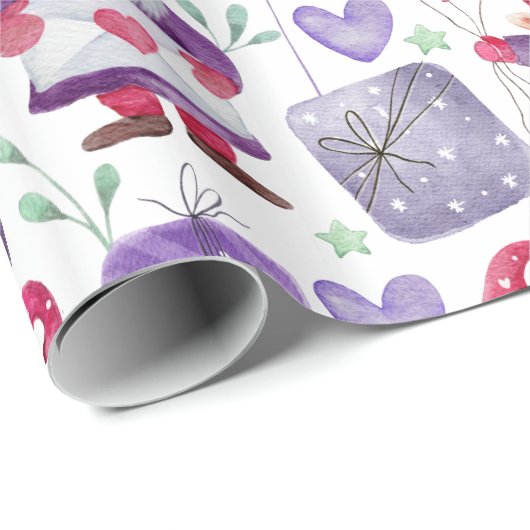 Valentinisches Thema Gnome Pattern Geschenkpapier (Rolleneckpunkt)