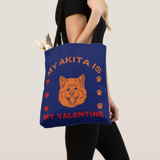Valentinisches Zitat Meine Akita ist mein Valentin Tasche (Von Nahem)