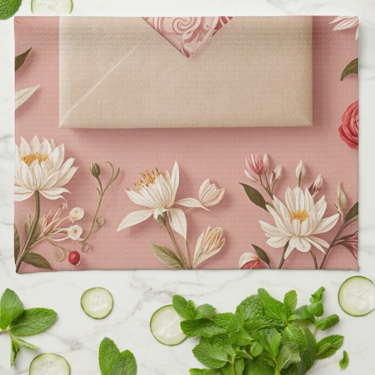 Valentinismus Blüte Geschirrtuch (Gefaltet)