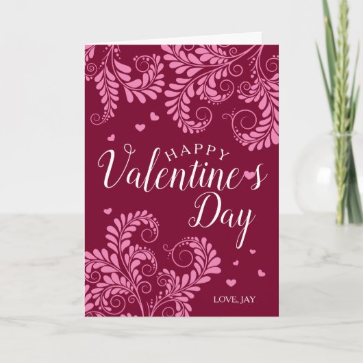 Valentinkarte der Floral (Rosa & Rot) Karte (Vorderseite)