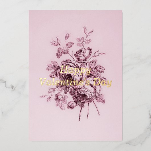 Valentinkarte der Vintagen Rose Folien Feiertagskarte (Vorderseite)