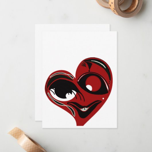 Valentinkarte für Funky, abstrakte rote Liebe Mitteilungskarte (Vorderseite/Rückseite Beispiel)