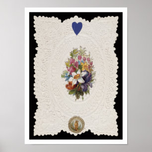 Valentinkarte mit Blume, c.1840 (Farbe l Poster