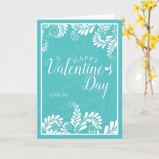 Valentinkarte (Türkis) Karte (Gelbe Blume)