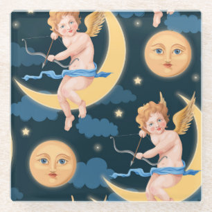 Valentinkuppe, Mond: nahtloses Muster Glasuntersetzer