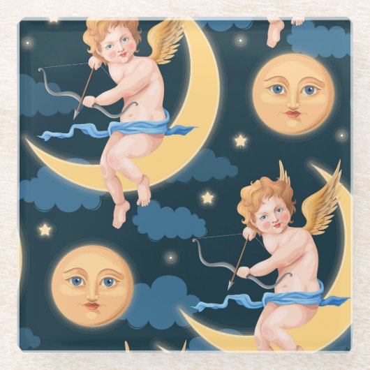 Valentinkuppe, Mond: nahtloses Muster Glasuntersetzer (Vorderseite)