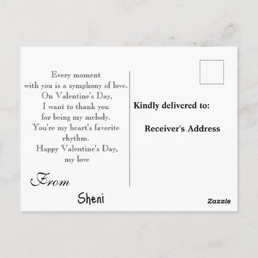 Valentinmassage Postkarte (Rückseite)