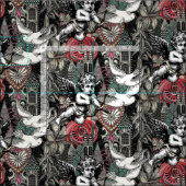 Valentinmaximalismus im Dunkeln Stoff (Kachel)