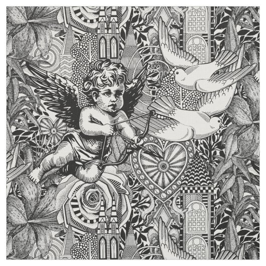 Valentinmaximalismus Schwarz-weiß Stoff (Muster)