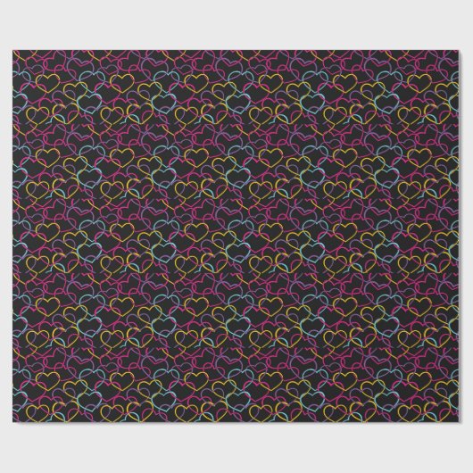 Valentinmuster mit Farbherzen Geschenkpapier (Flach)